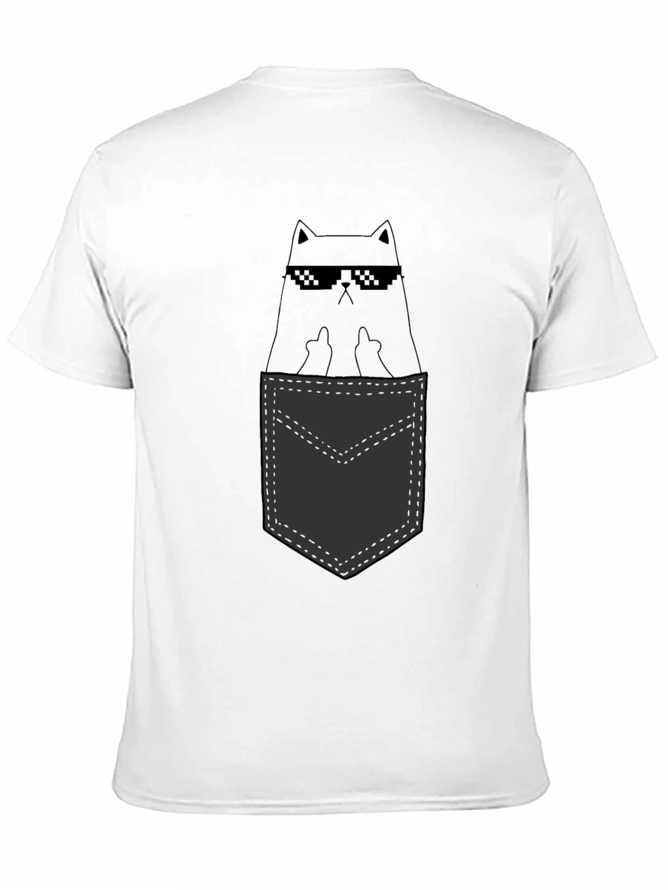 Black Cool Cat Pocket T-Shirt - Black view 11