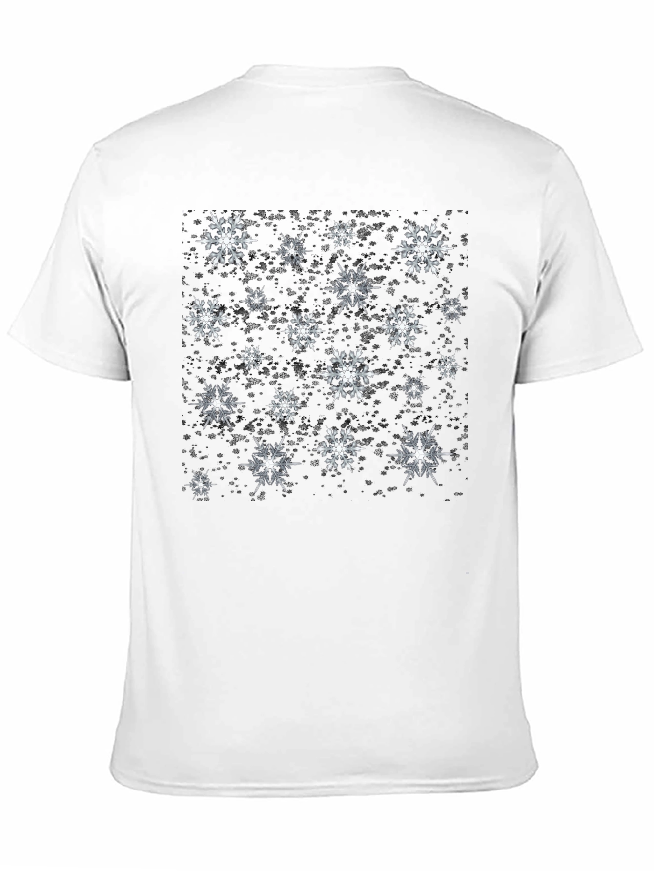 Black Snowflake Pattern Black T-Shirt view 11
