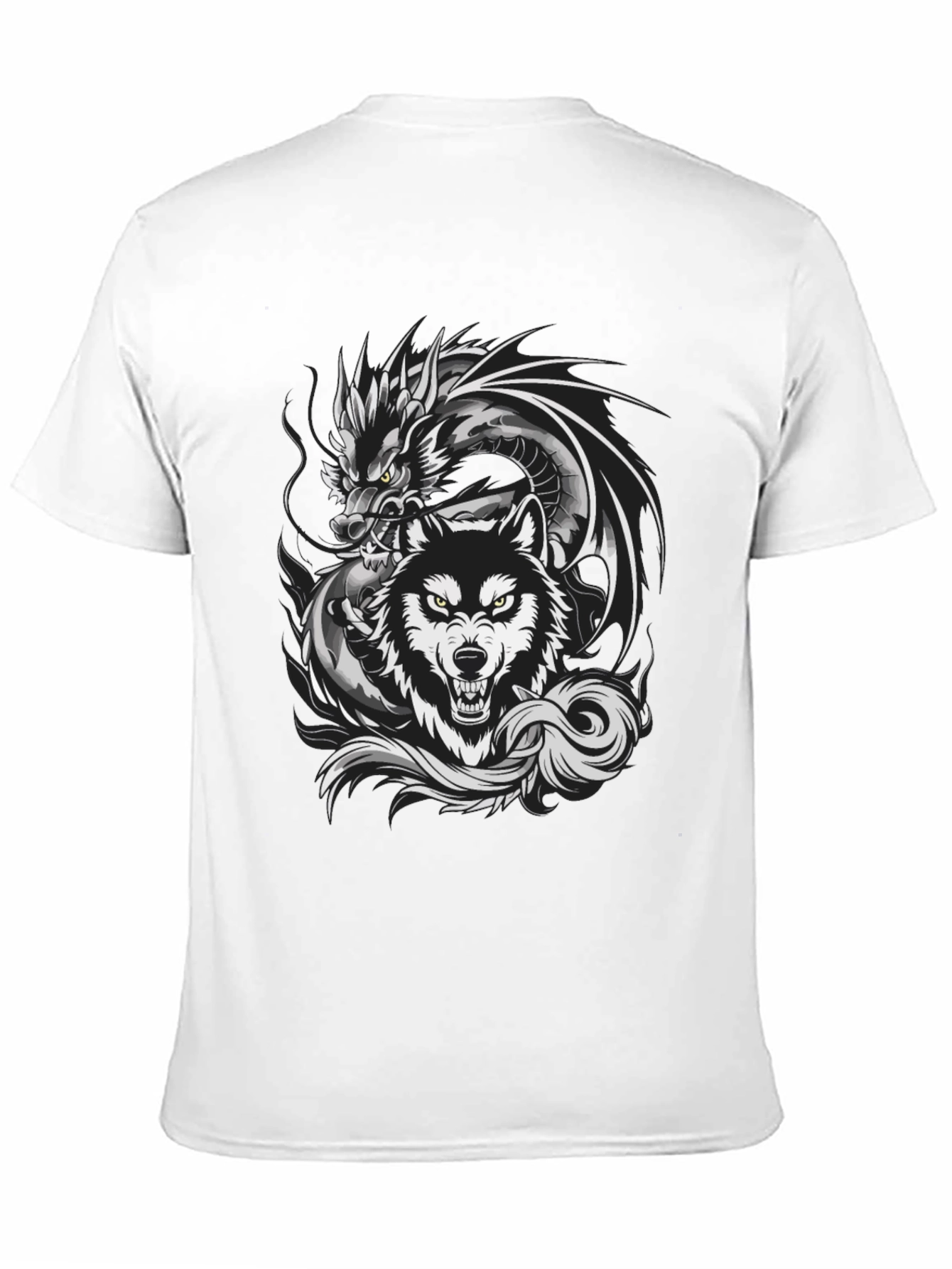 Black Dragon Wolf Graphic Tee - Fierce Design view 11
