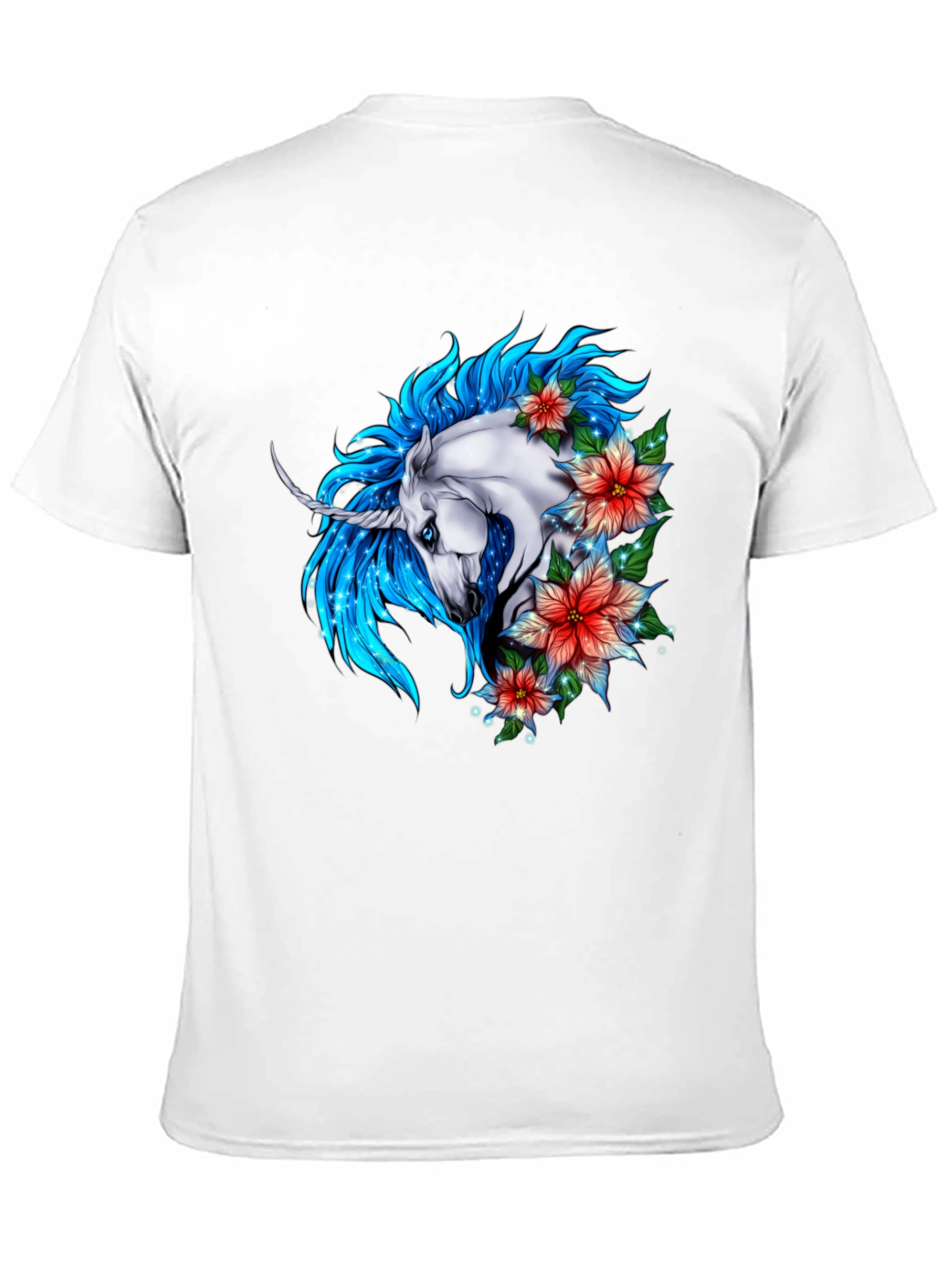 Black Unicorn Floral Graphic Tee - Stylish Men's Black T-Shirt view 11