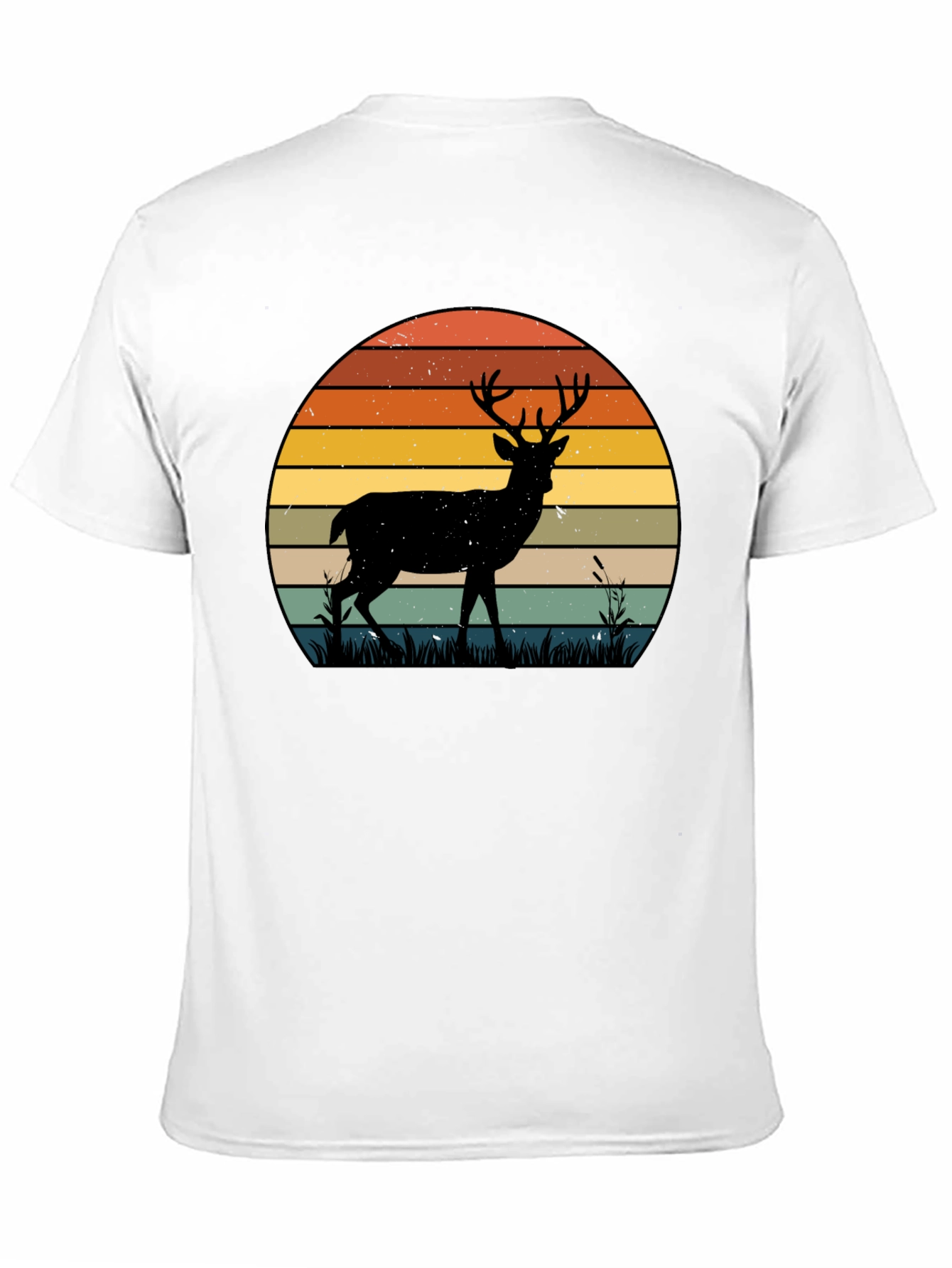 Black Retro Deer Sunset Graphic T-Shirt view 11