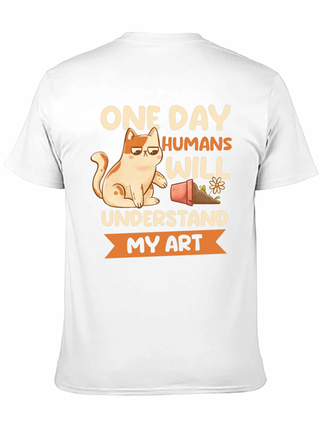 Black Funny Cat Art T-Shirt - Humans Will Understand view 11
