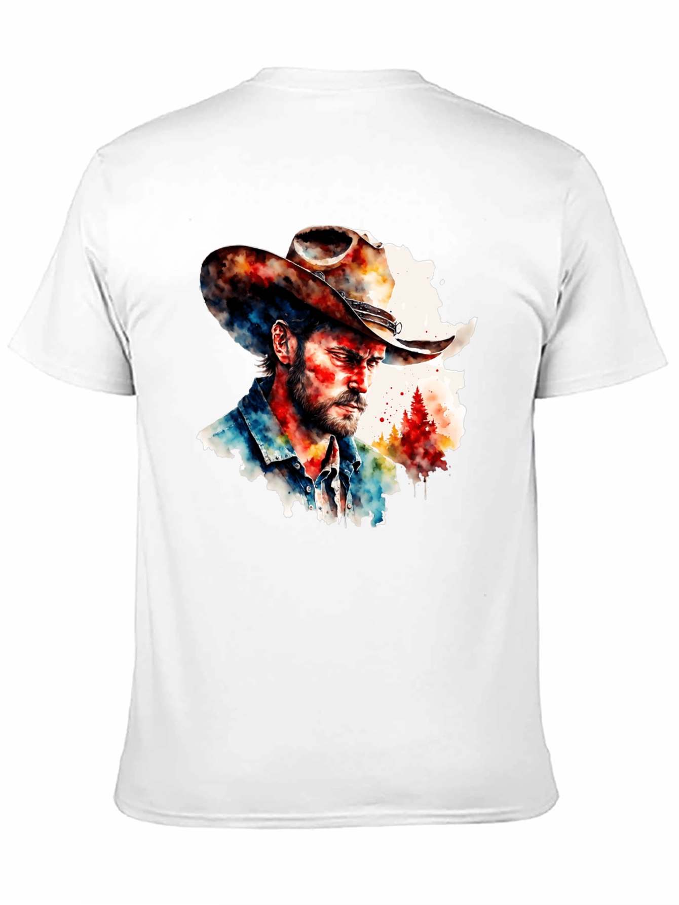 Black Watercolor Cowboy T-Shirt - Western Style view 11