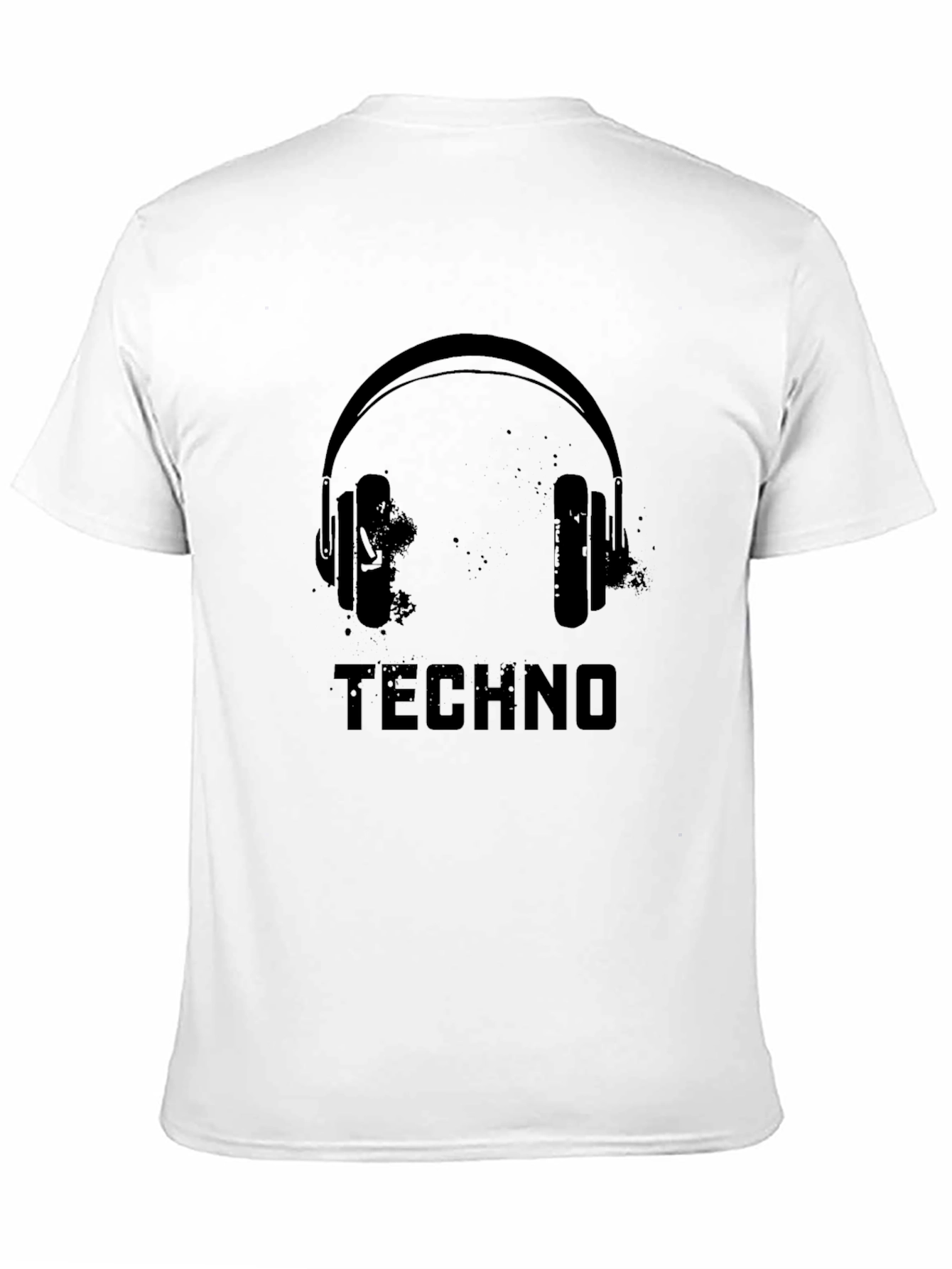 Black Techno Music Headphones Graphic Black T-Shirt view 11