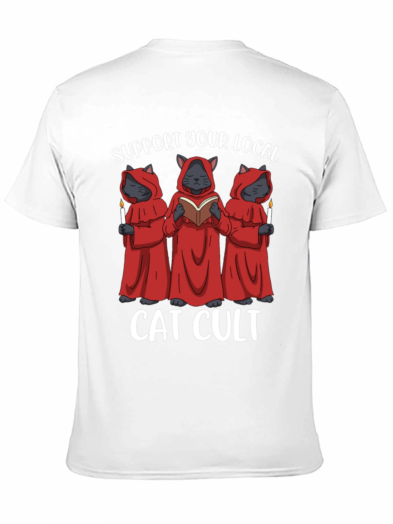 Black Support Your Local Cat Cult T-Shirt view 11