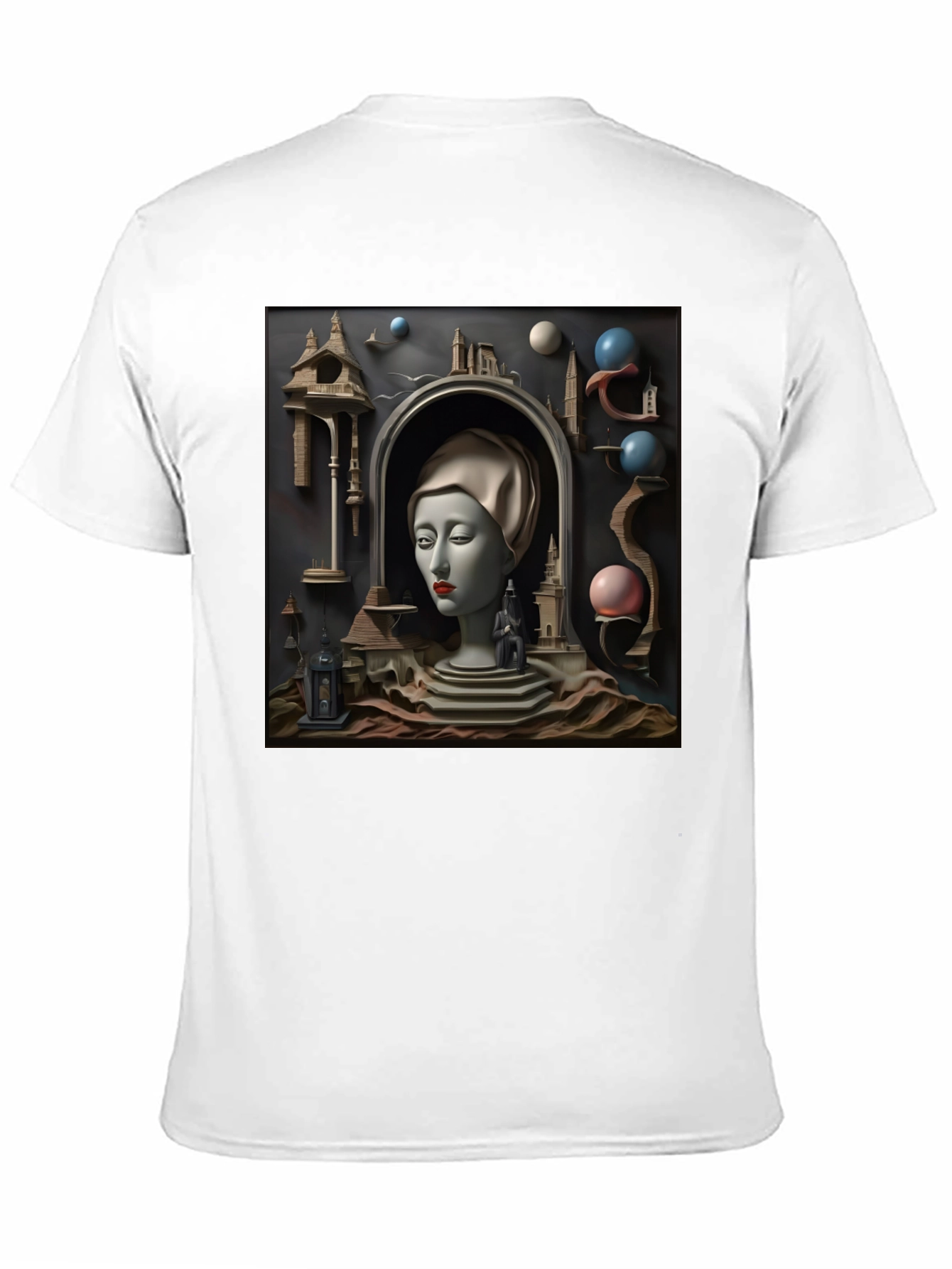 Black Surrealist Black T-Shirt with Dreamscape Design view 11