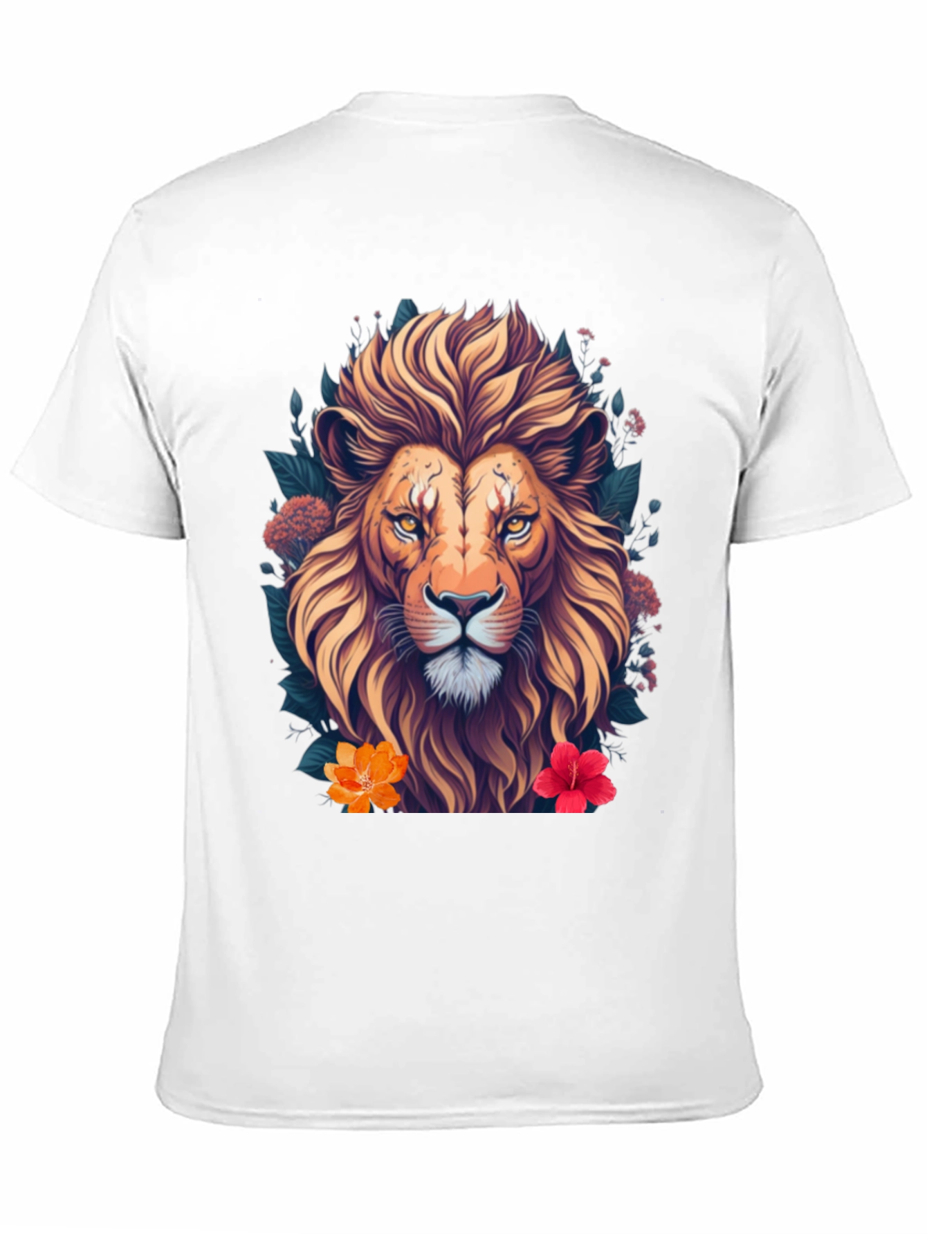 Black Lion Floral T-Shirt, Unique Graphic Tee view 11
