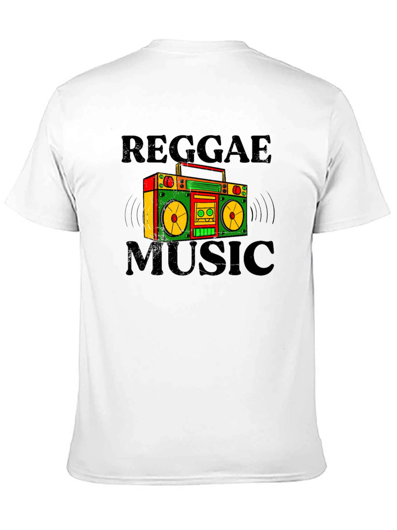 Black Reggae Music Boombox Graphic T-Shirt view 11