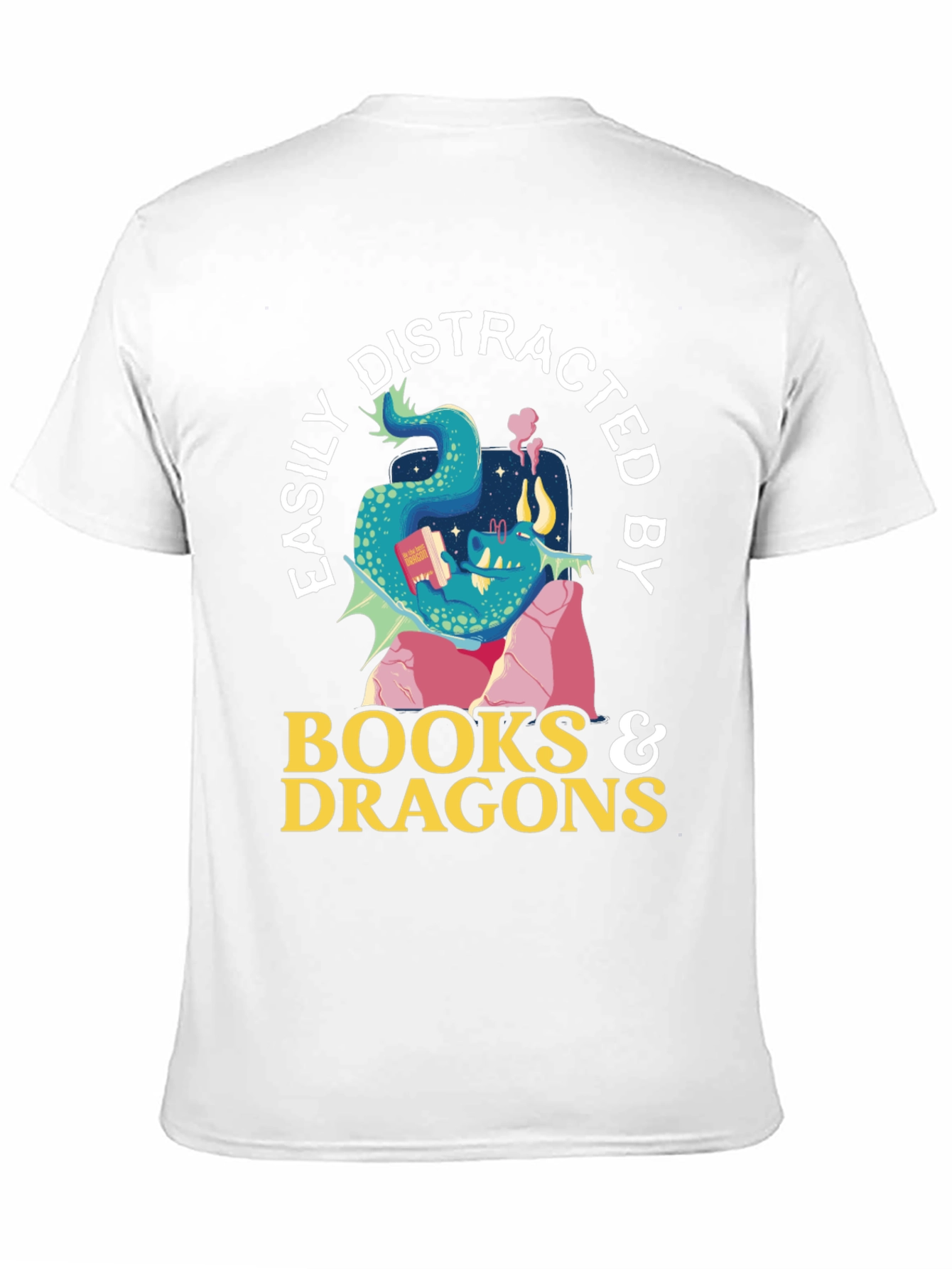 Black Easily Distracted by Books and Dragons T-Shirt view 11
