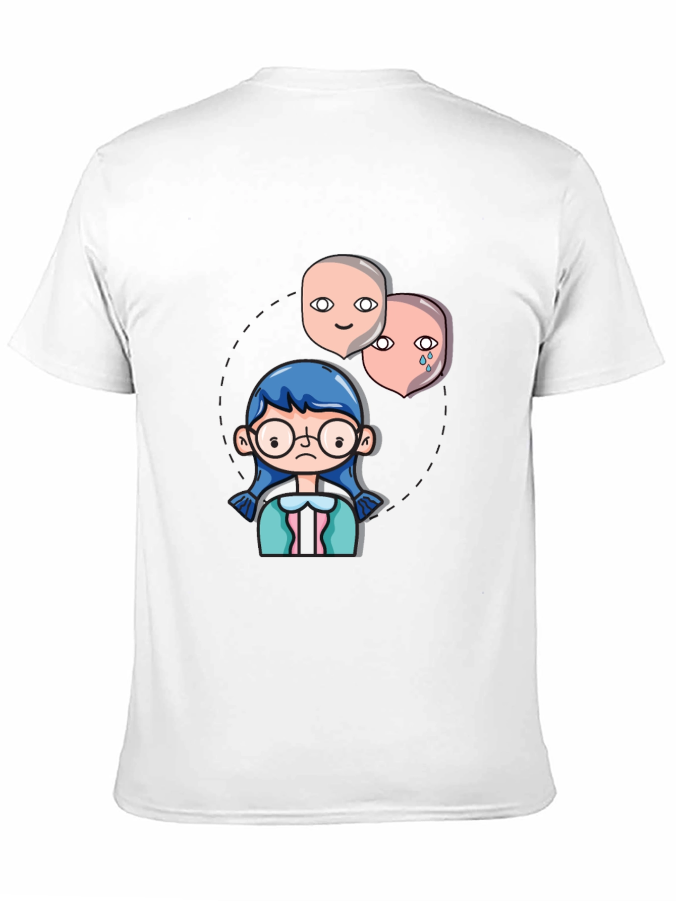 Black Emotional Cartoon Graphic Tee - Black view 11