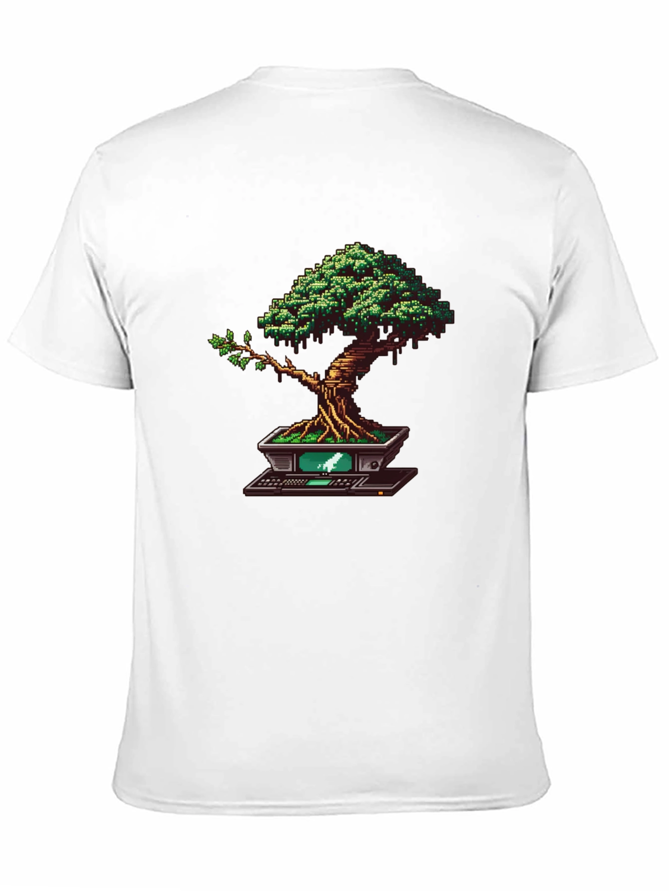 Black Pixel Bonsai Tree T-Shirt view 11