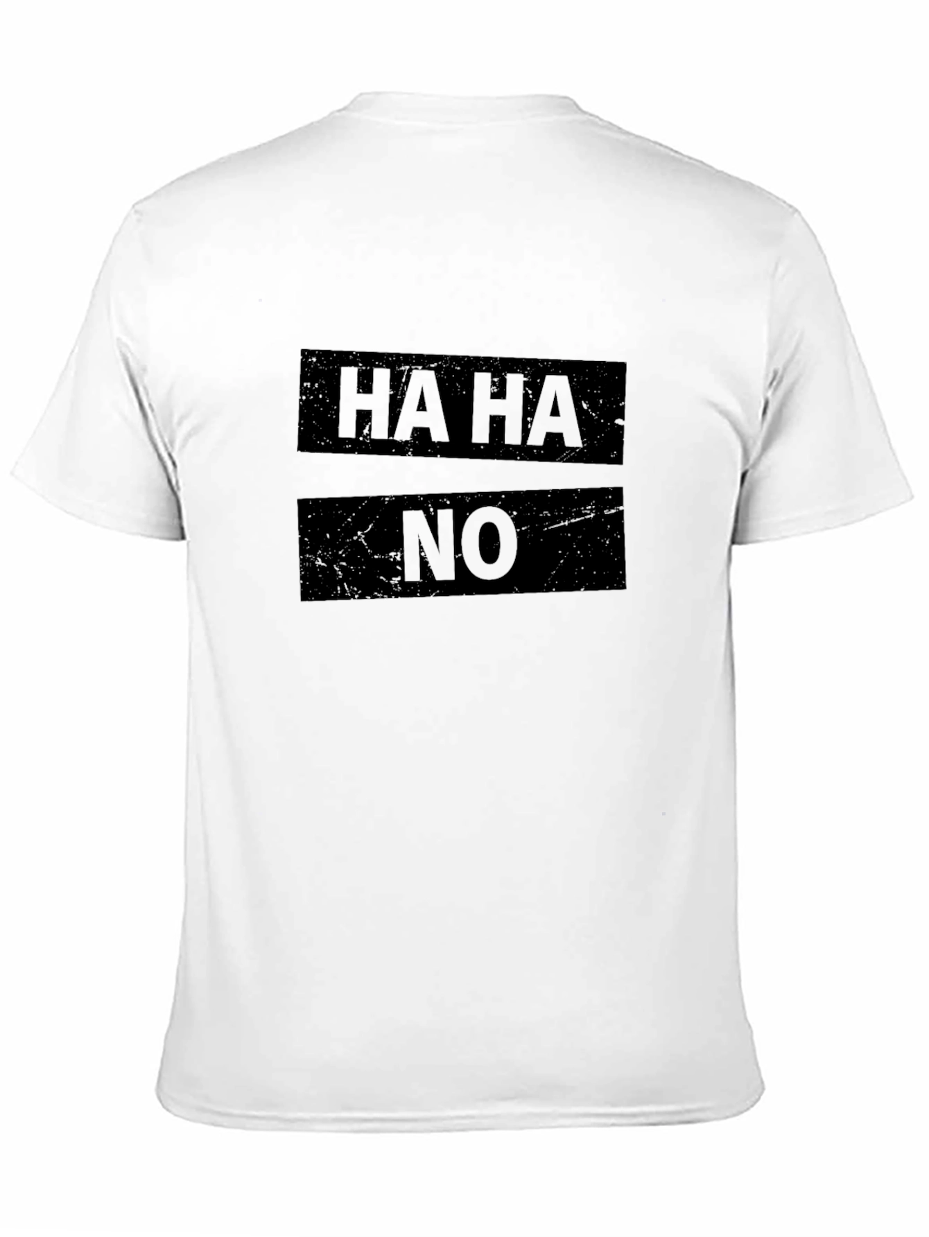 Black Humorous 'HA HA NO' Graphic Black T-Shirt view 11