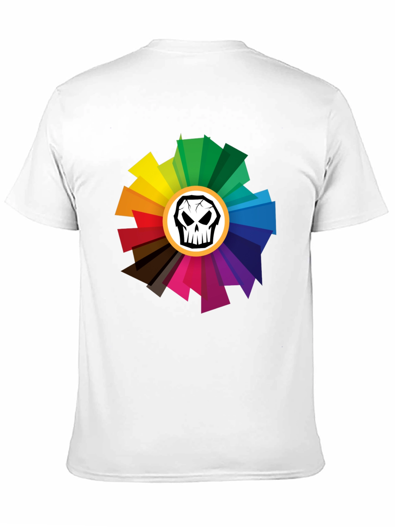 Black Skull Color Wheel Black T-Shirt - Unique Design view 11