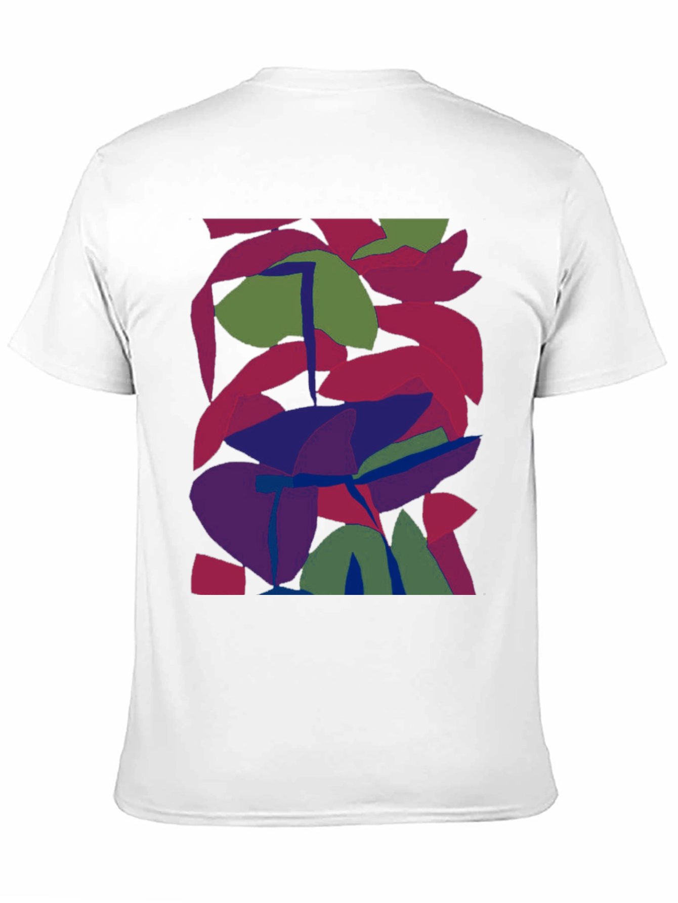 Black Abstract Leaf Design Black T-Shirt view 11