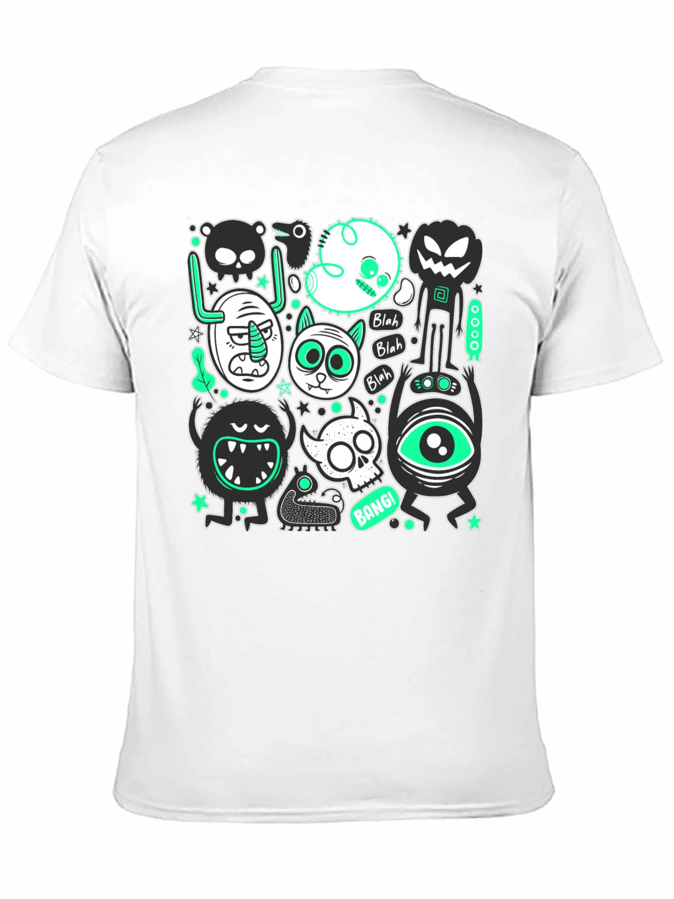 Black Monster Graphic Print Crew Neck Men's T-Shirt view 11