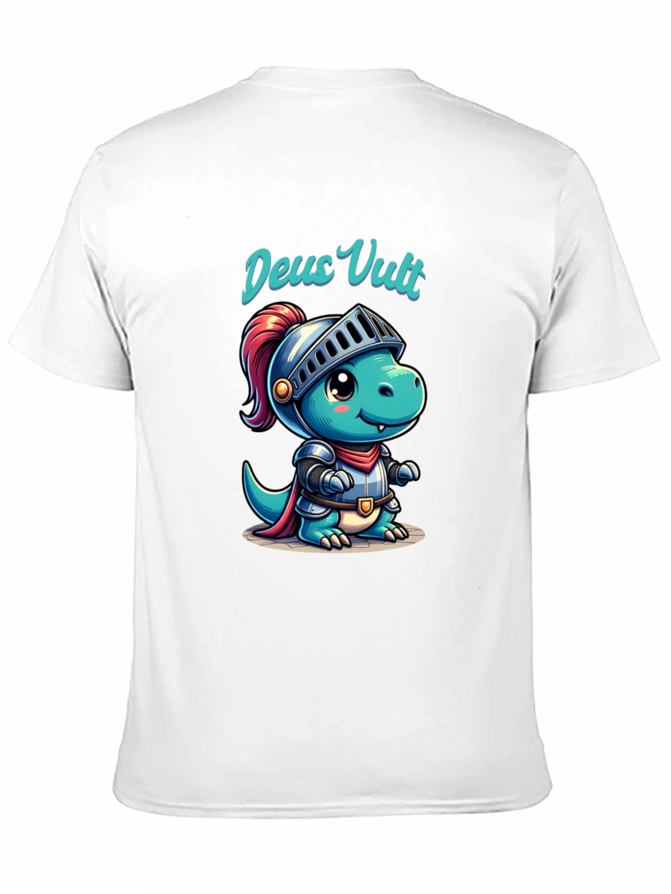 Black Deus Vult Dinosaur Knight Graphic T-Shirt view 11