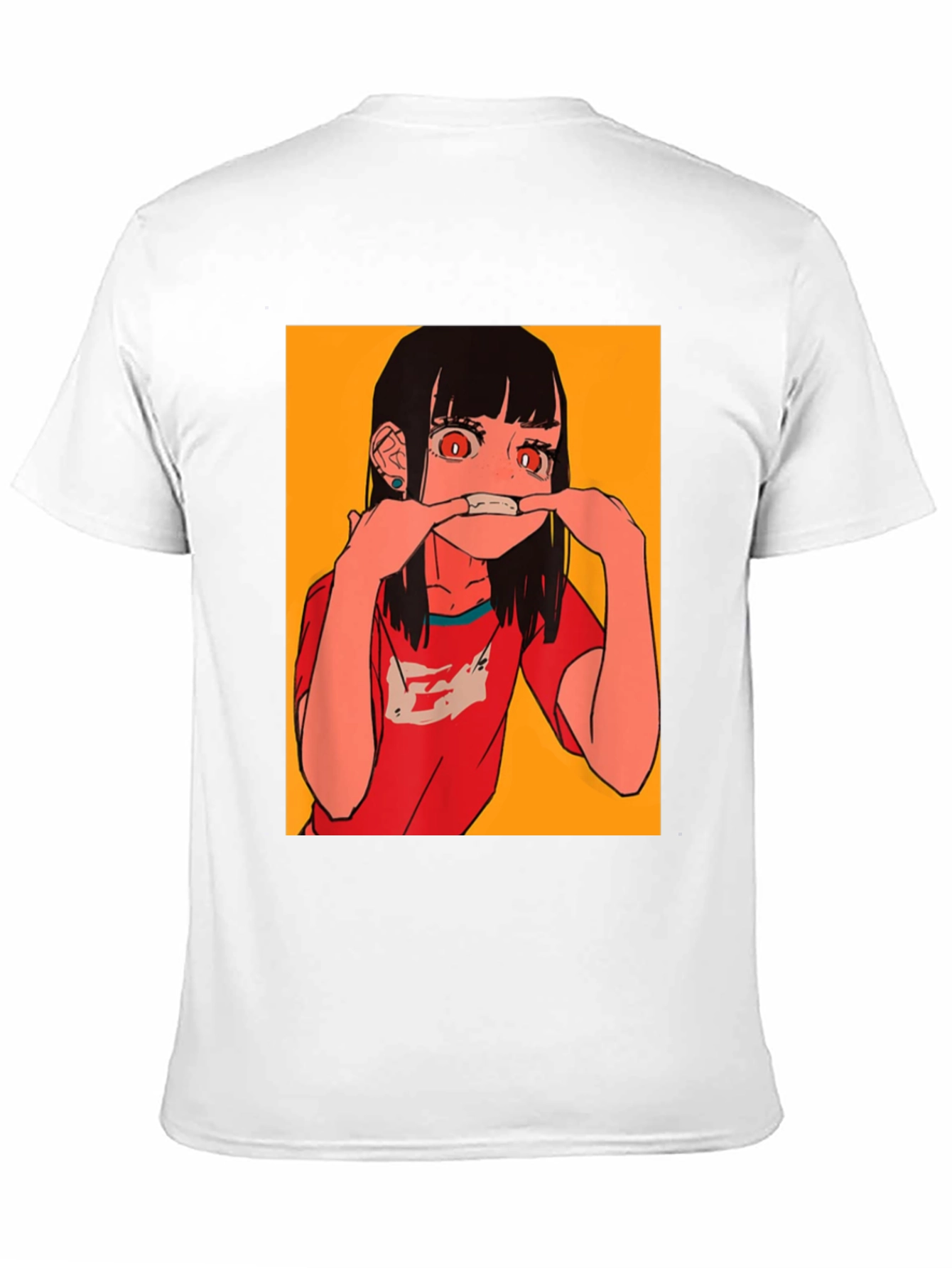 Black Anime Girl Graphic Tee - Black Cotton Blend T-Shirt view 11