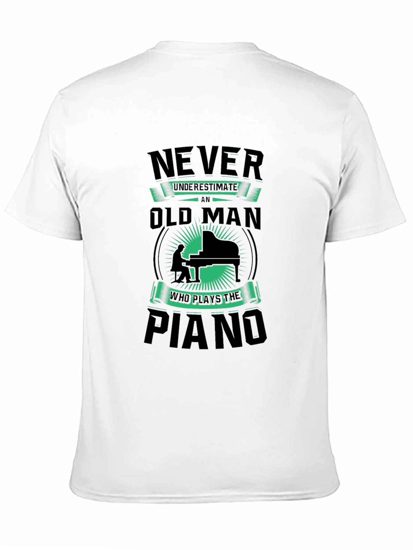 Black Never Underestimate Old Man Piano T-Shirt view 11