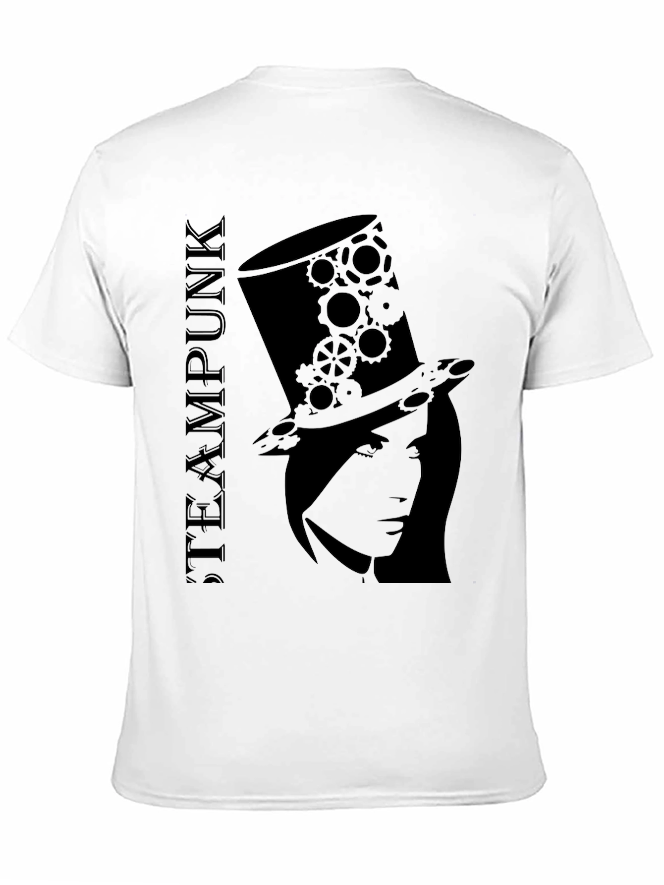 Black Steampunk Top Hat Woman Black T-Shirt view 11