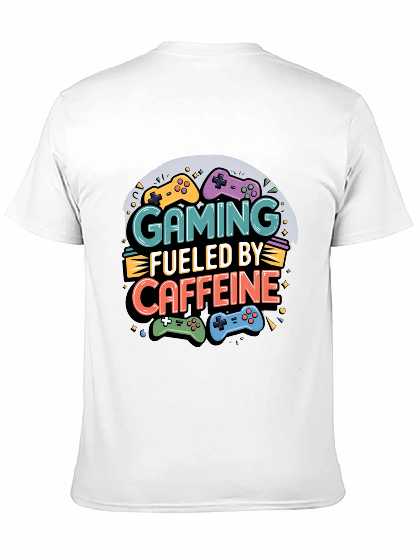Black Gaming Fueled by Caffeine Graphic T-Shirt view 11