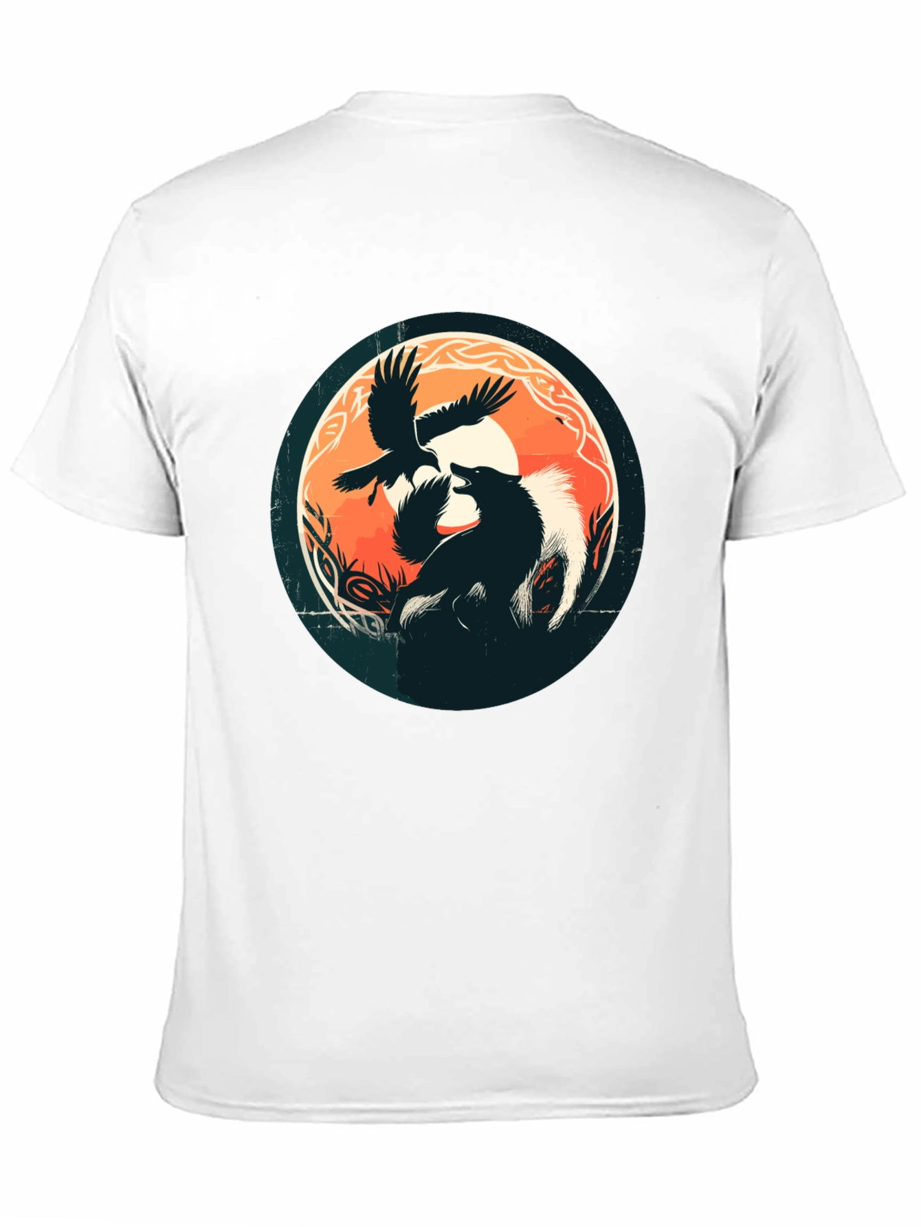 Black Wolf & Raven Graphic Tee - Black Cotton Blend Shirt view 11