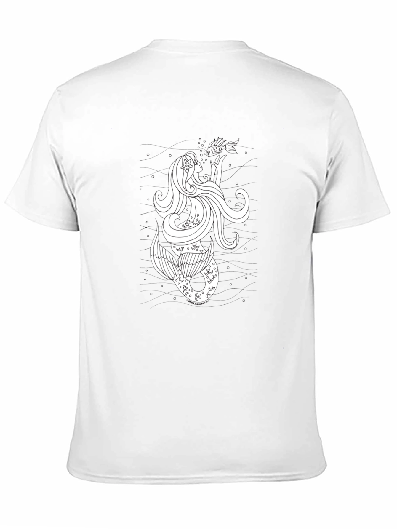 Black Mermaid & Fish Graphic T-Shirt - Black Cotton Tee view 11