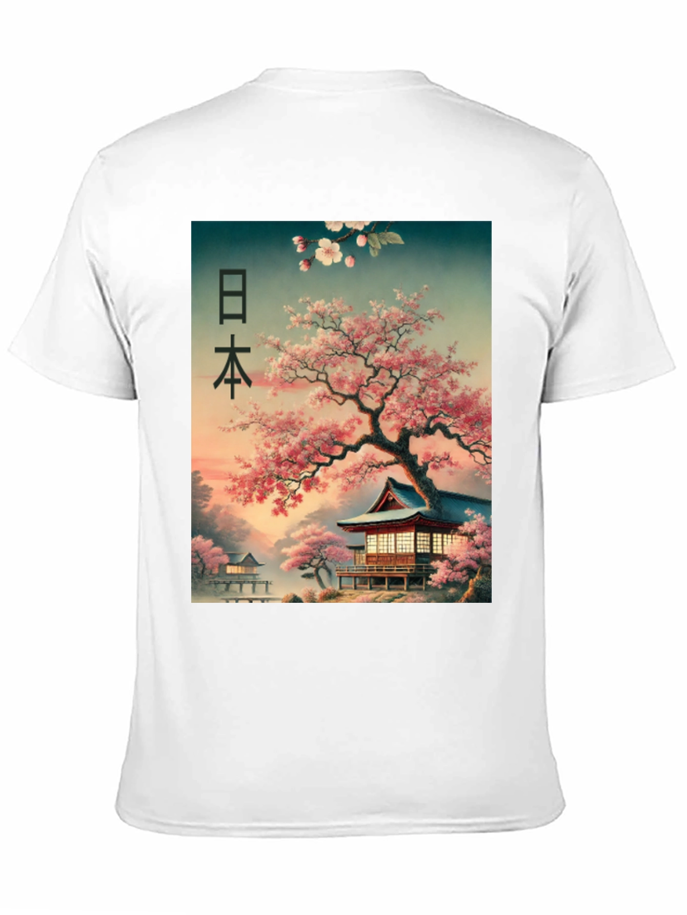 Black Japanese Cherry Blossom T-Shirt view 11