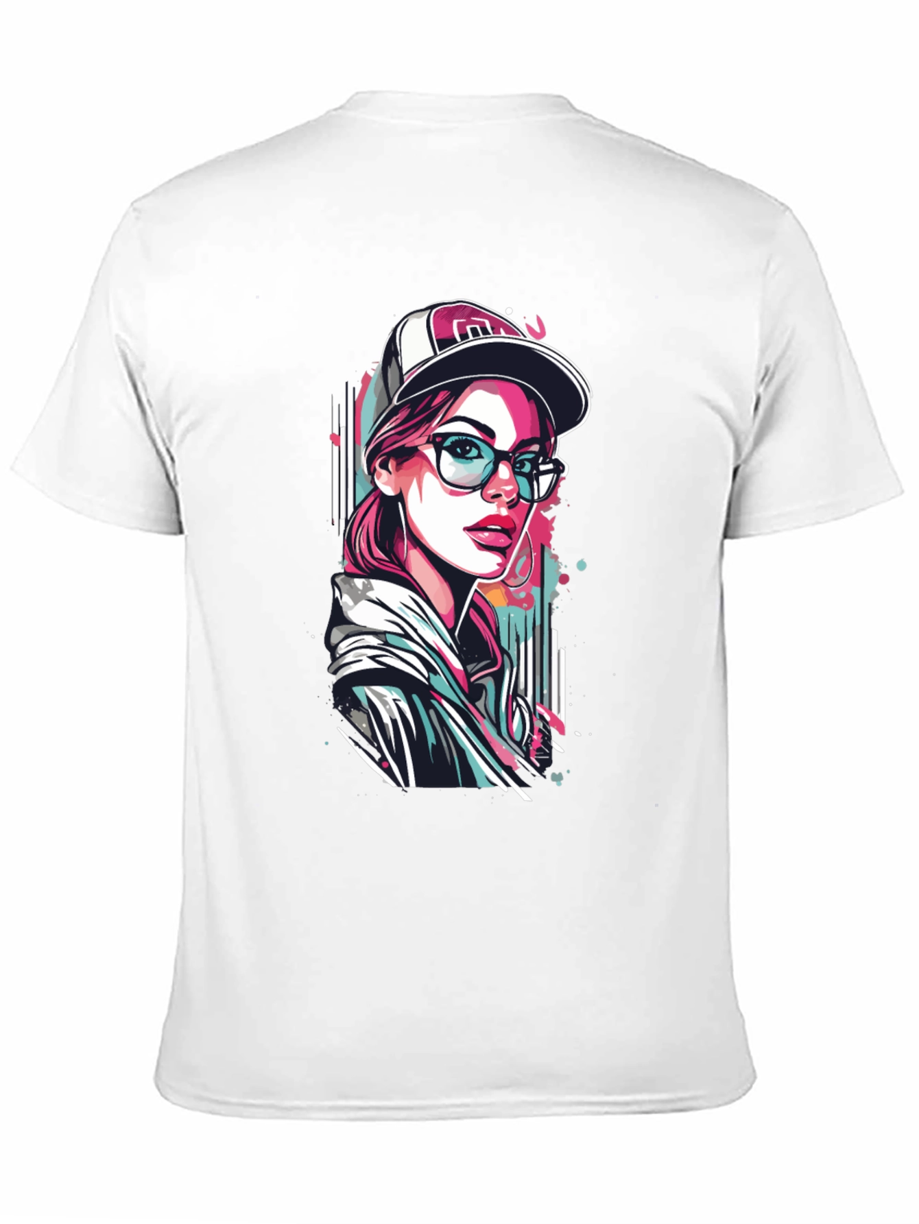 Black Stylish Woman Graphic Print Black T-Shirt view 11