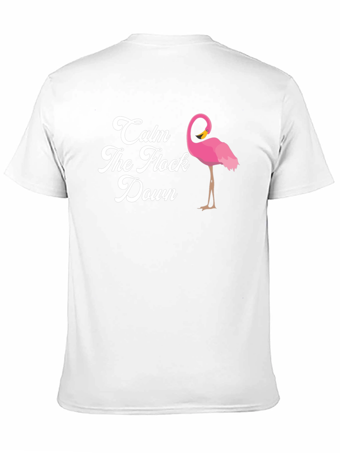 Black Calm The Flock Down T-Shirt, Funny Flamingo Tee view 11