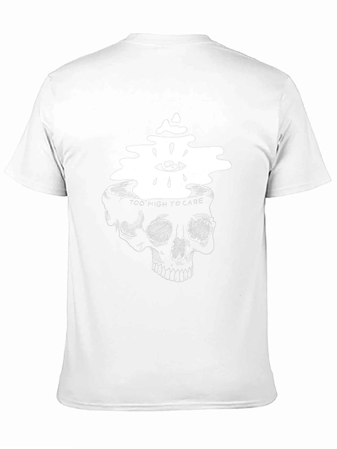 Black Skull Head T-Shirt: Too High to Care view 11