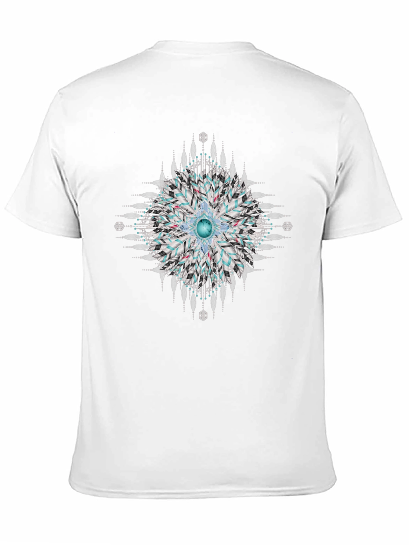 Black Geometric Mandala Print Black T-Shirt view 11
