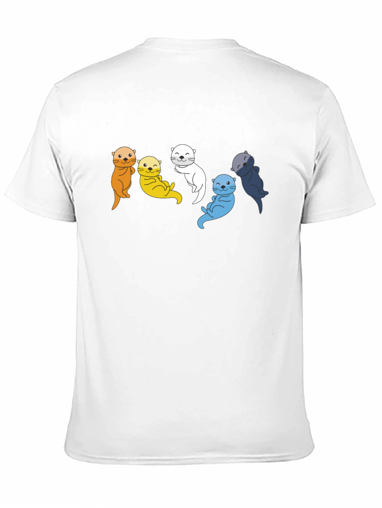 Black Colorful Otter Group Graphic Tee - Black Cotton T-Shirt view 11