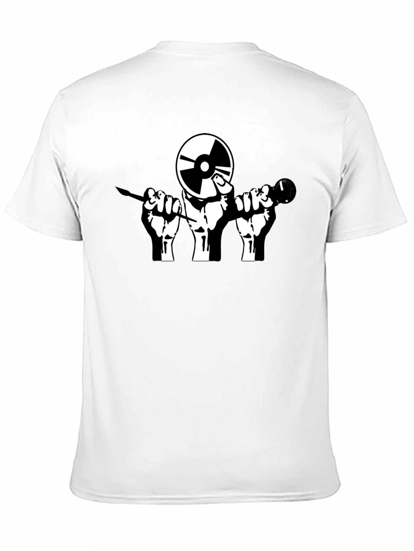 Black Black DJ Record & Microphone Graphic T-Shirt view 11