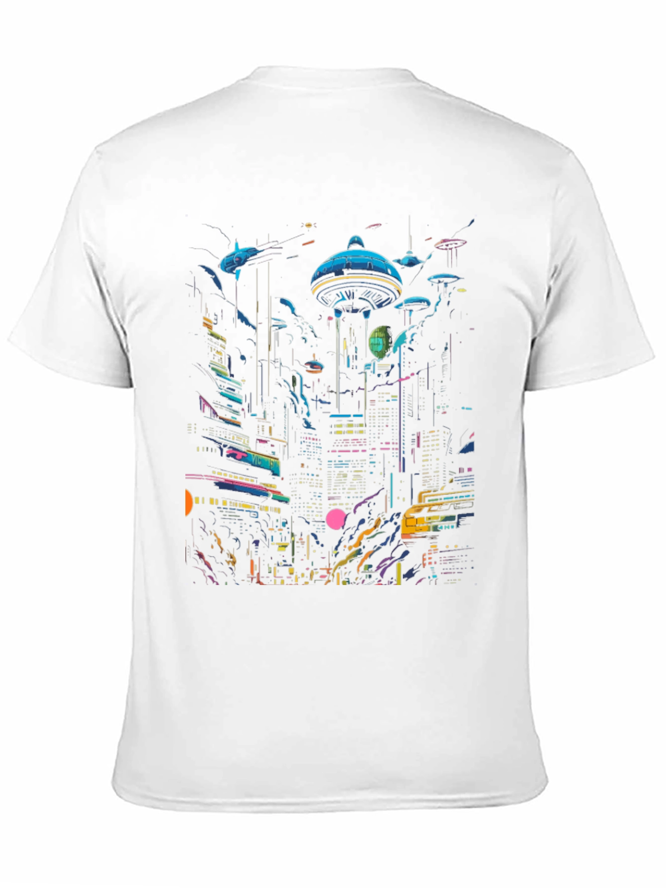 Black Neon Cityscape Graphic Tee - Retro Future Design view 11