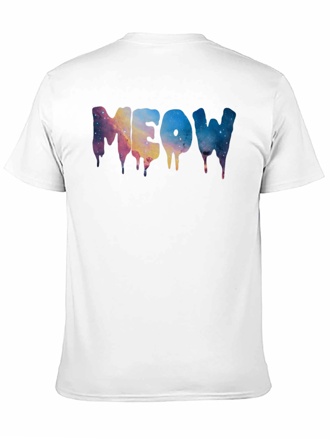 Black Meow Galaxy Drip Black T-Shirt view 11