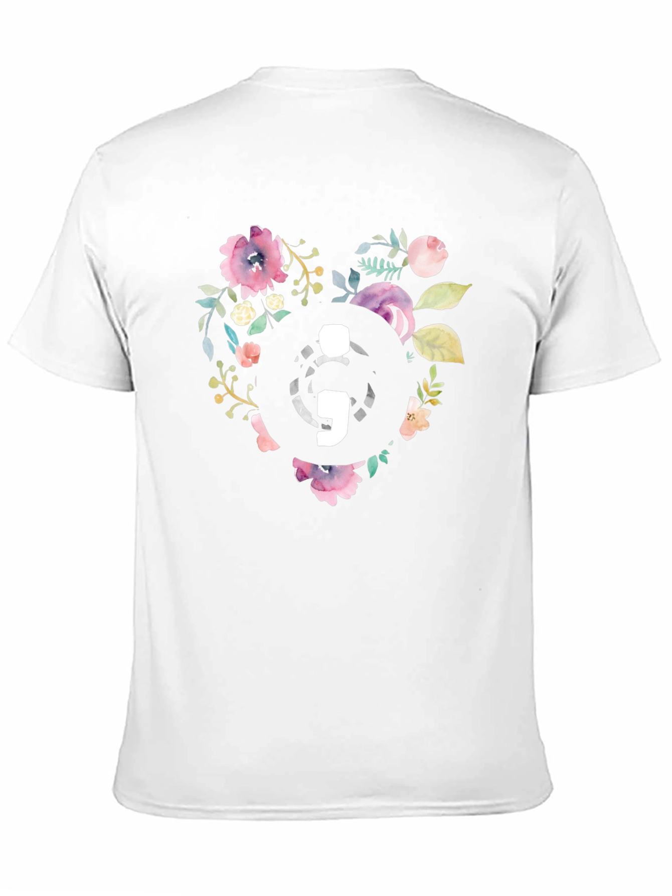 Black Floral Semicolon Heart Graphic Tee - Black view 11