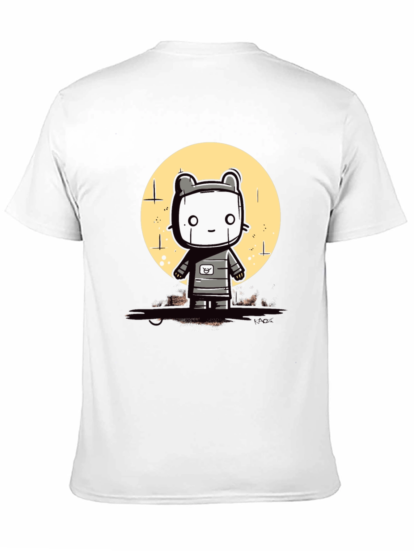 Black Cute Robot Graphic Tee - Black Cotton Blend view 11