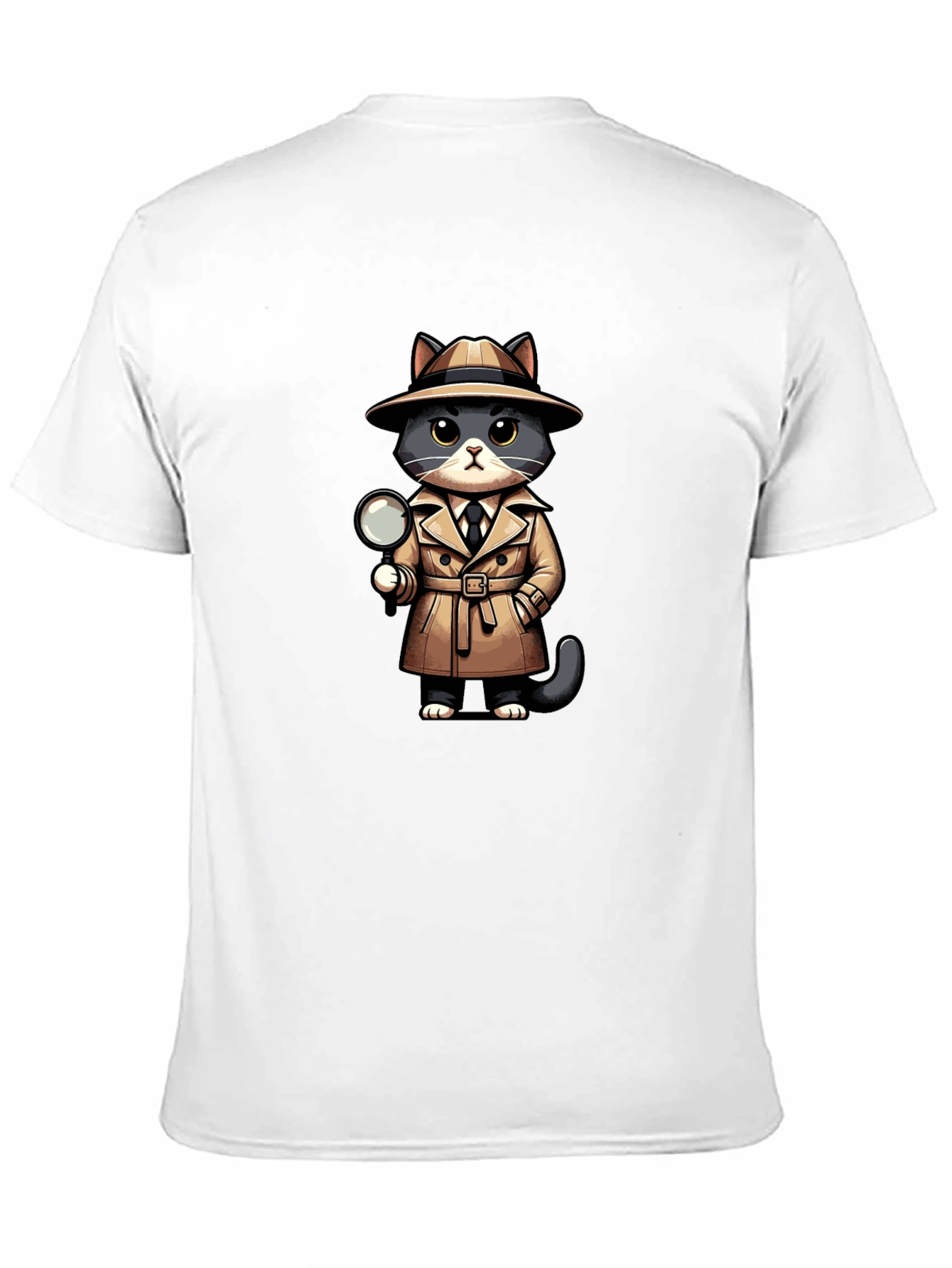 Black Detective Cat Graphic T-Shirt view 11