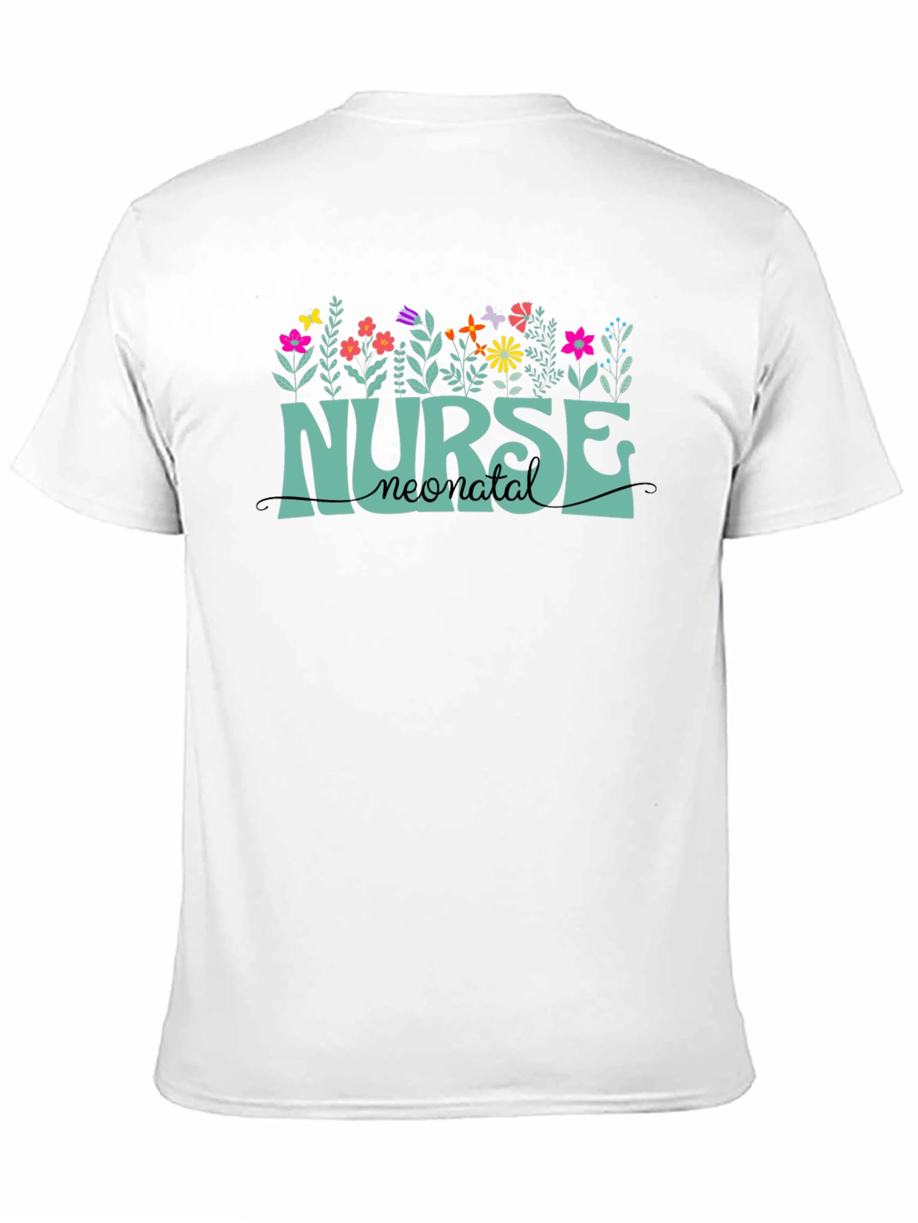 Black Neonatal Nurse T-Shirt - Floral Design view 11