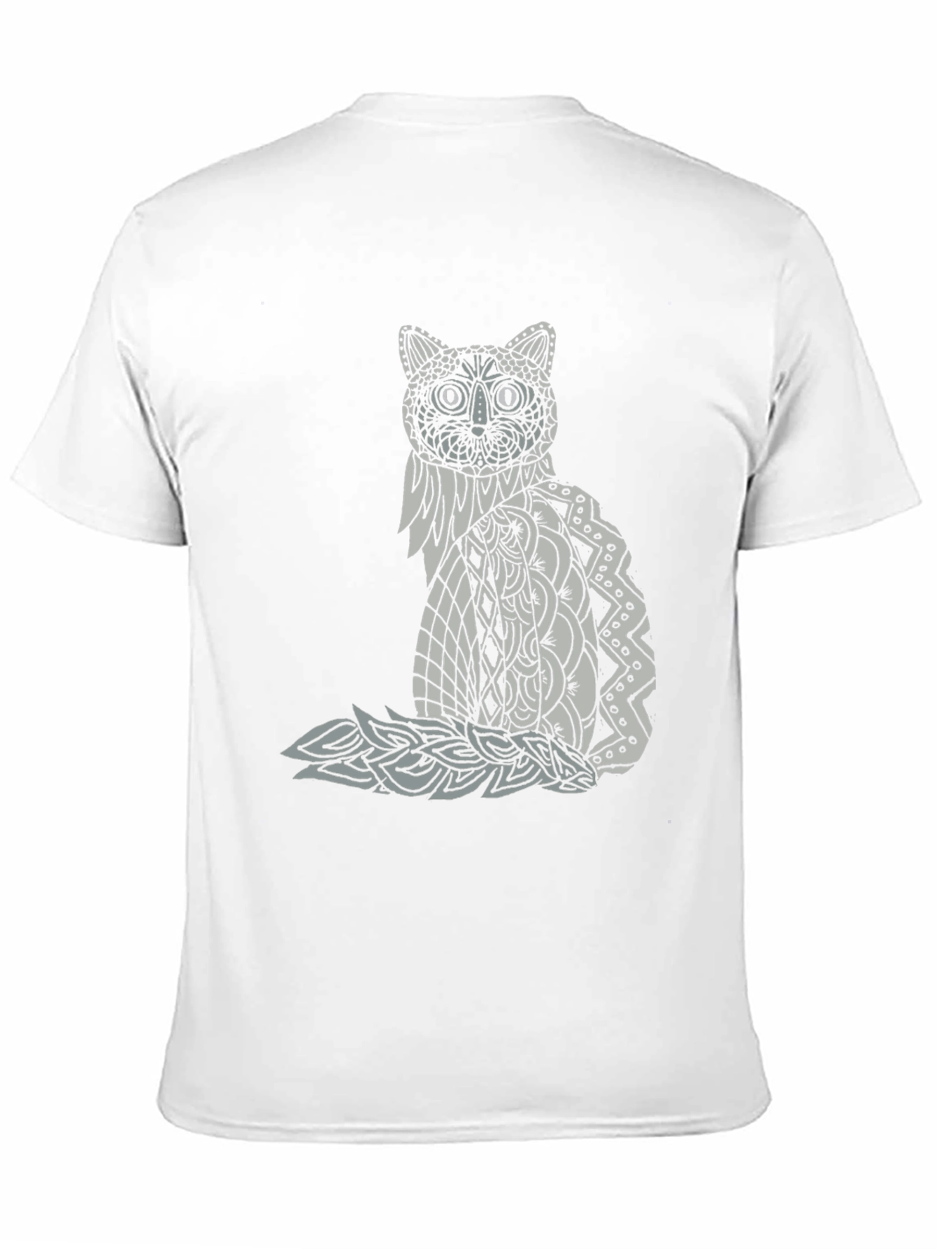 Black Abstract Cat Graphic Tee - Black Casual T-Shirt view 11