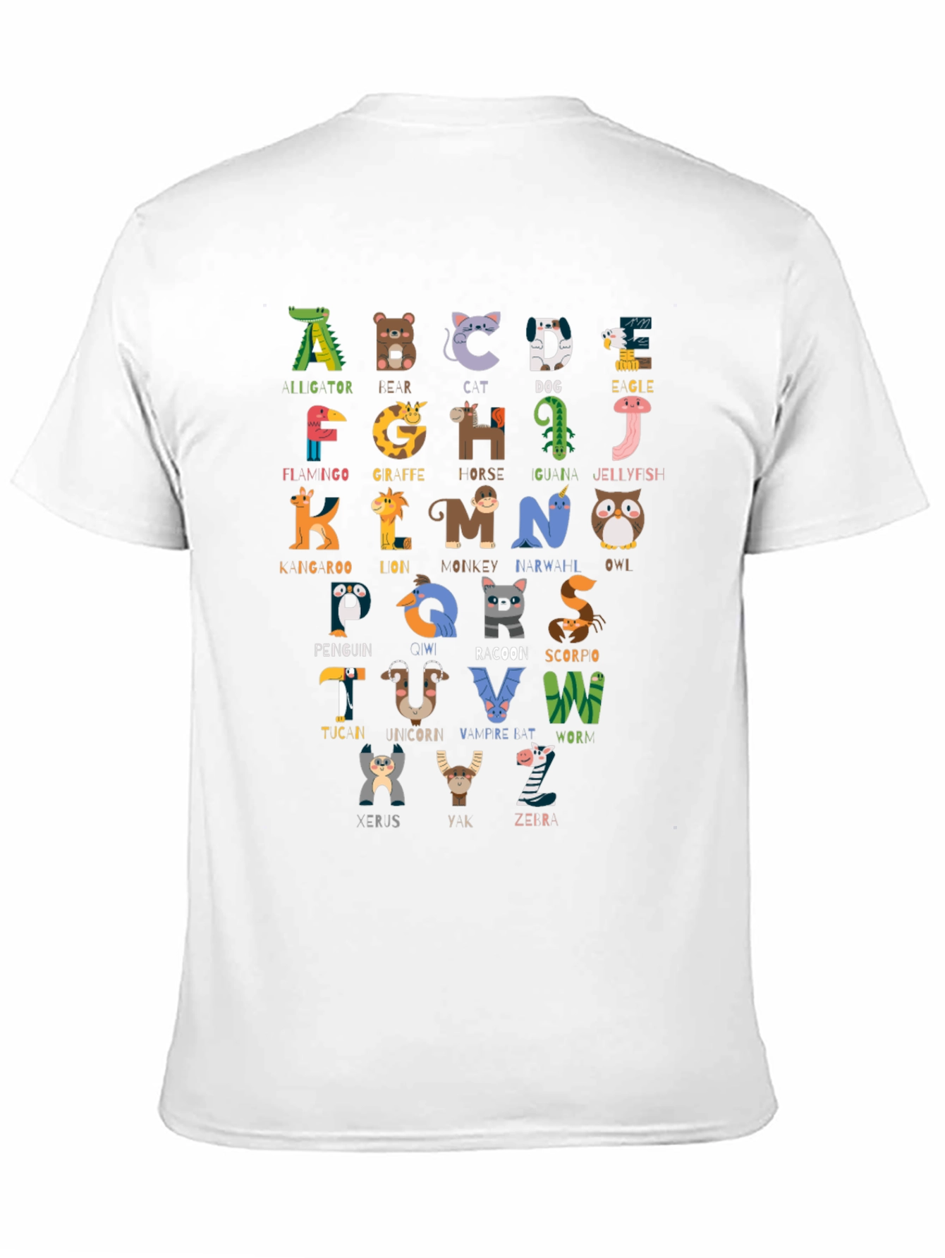 Black Animal Alphabet T-Shirt, Educational ABC Tee view 11