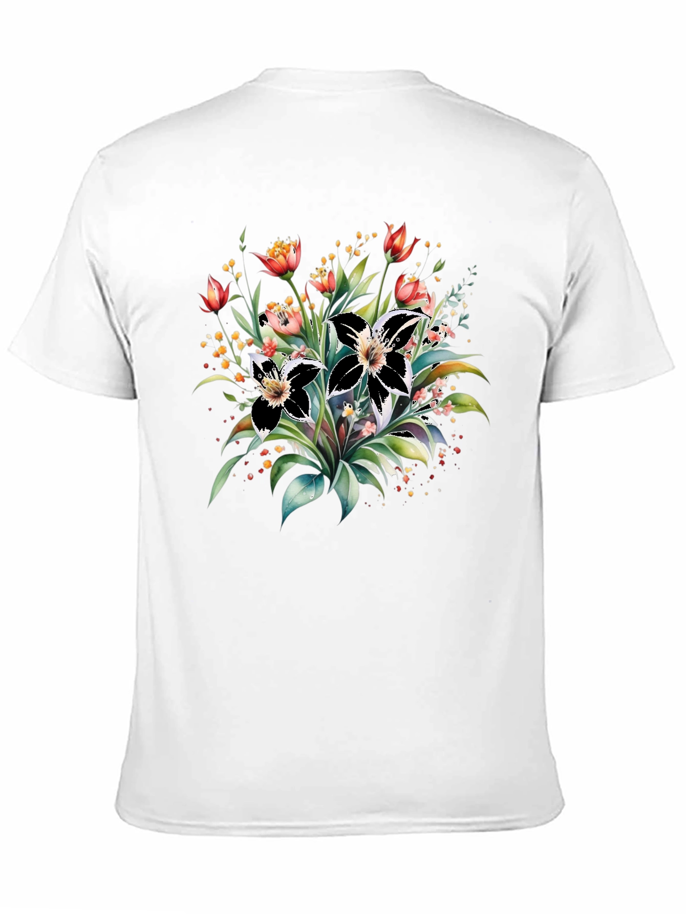 Black Floral Print Black T-Shirt view 11