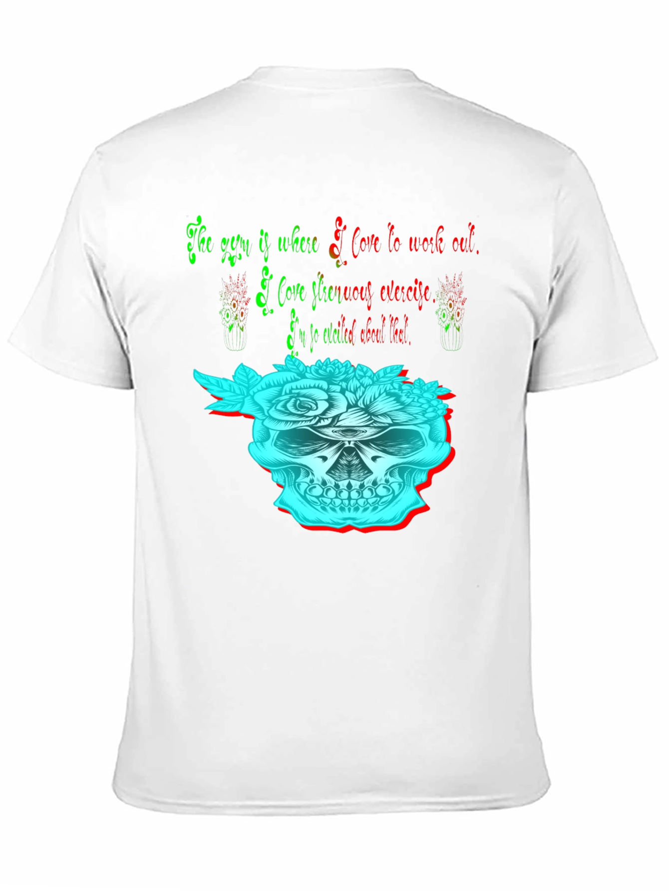 Black Skull & Flowers Graphic Tee - Gym & Exercise Lover Shirt view 11