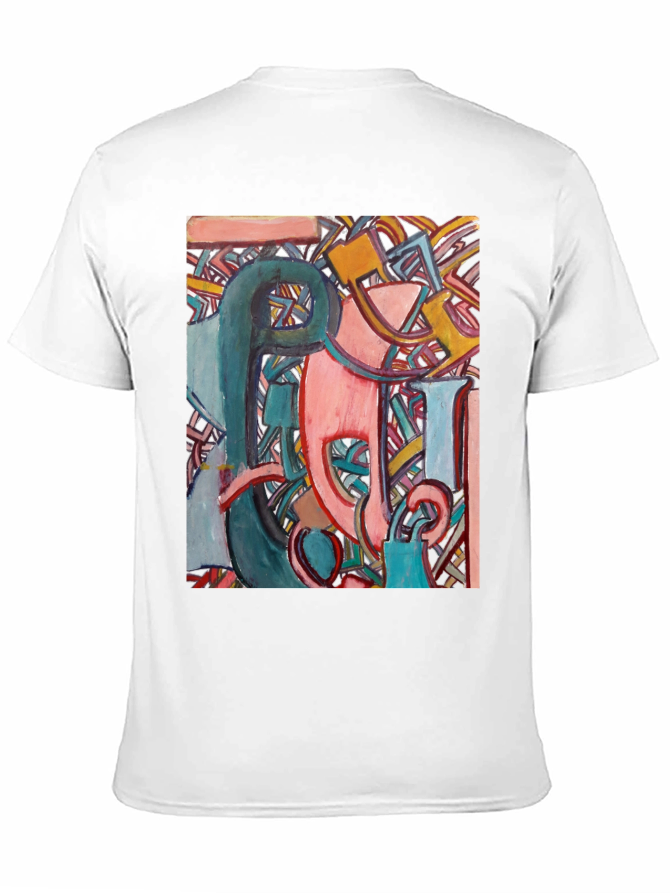 Black Abstract Art Graphic Print Men's Black T-Shirt view 11