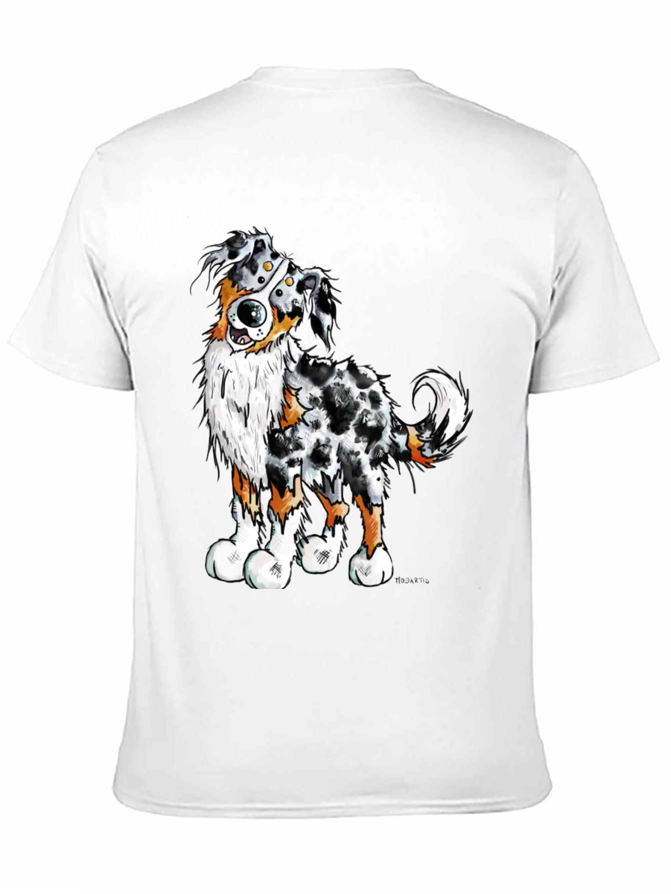 Black Cartoon Aussie Dog Graphic T-Shirt view 11