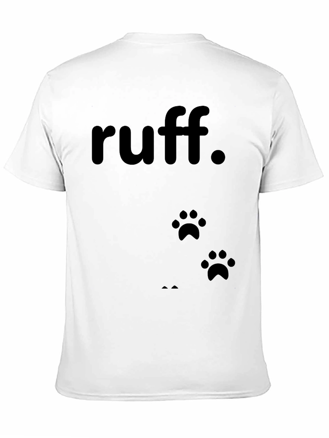 Black Ruff Dog Paw Print T-Shirt - Casual Cotton Tee view 11