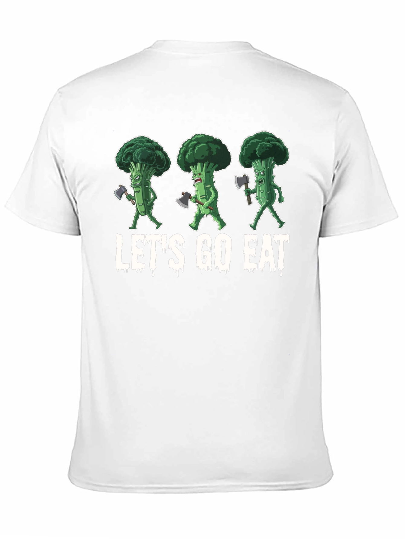 Black Let's Go Eat Broccoli Axe T-Shirt view 11