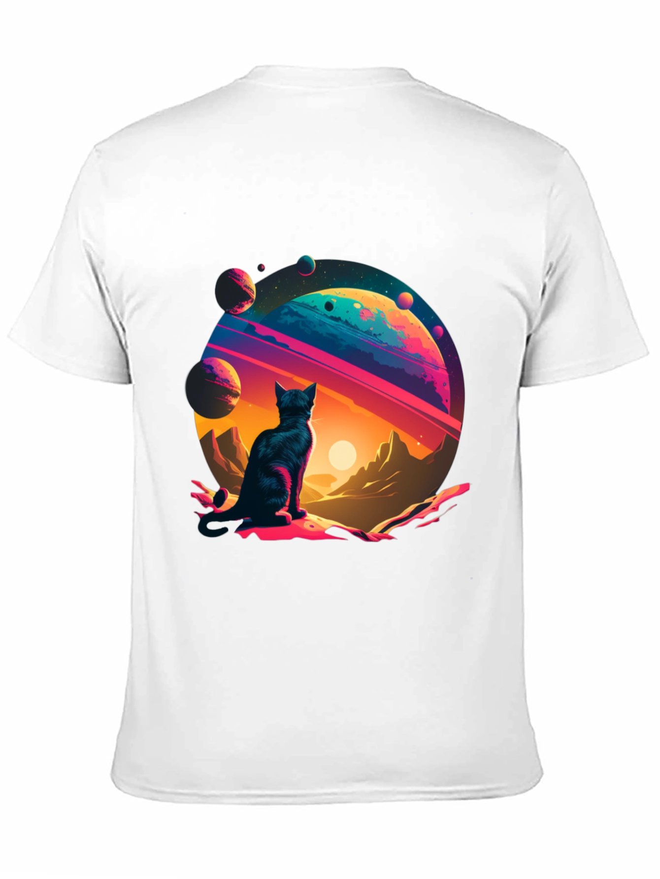Black Cosmic Cat T-Shirt - Galaxy Adventure! view 11