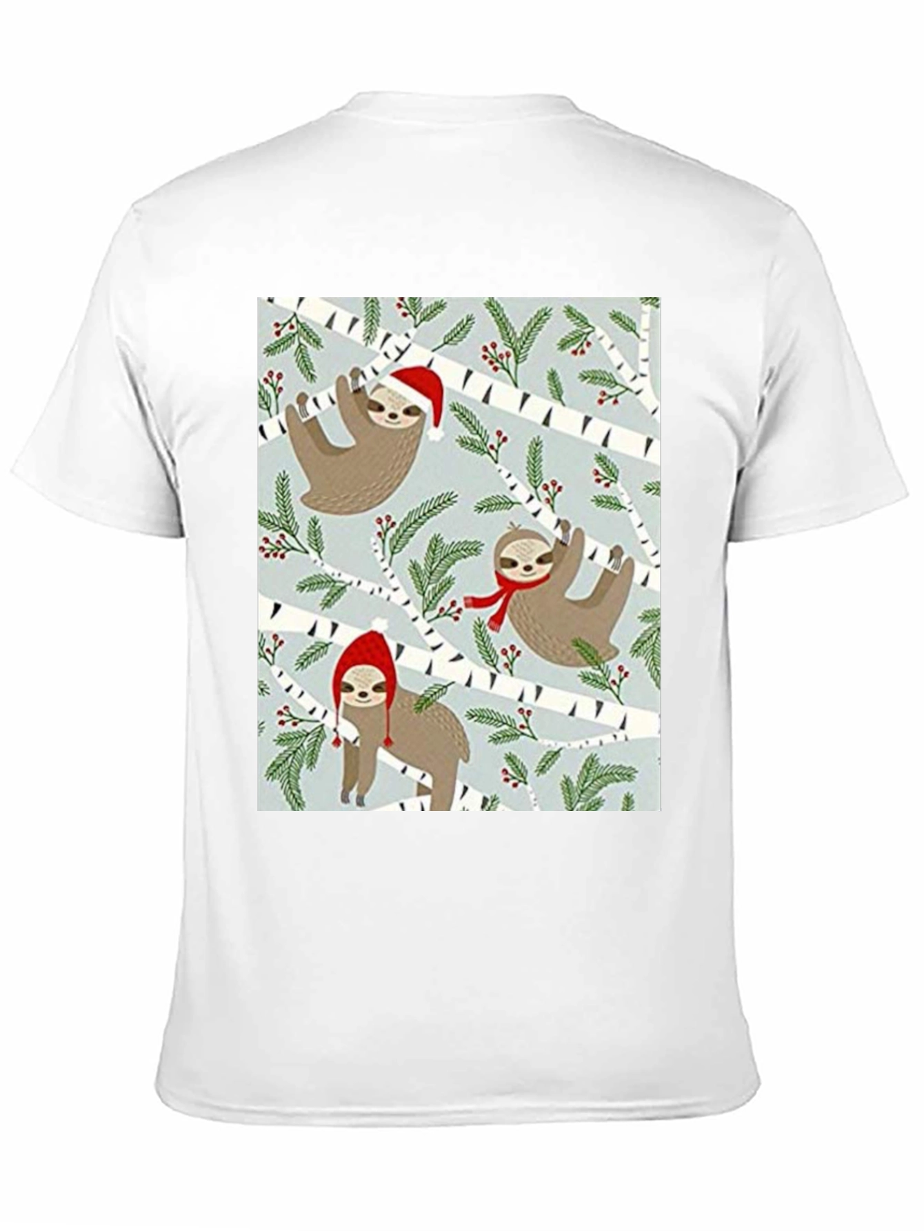 Black Festive Sloth Christmas T-Shirt view 11