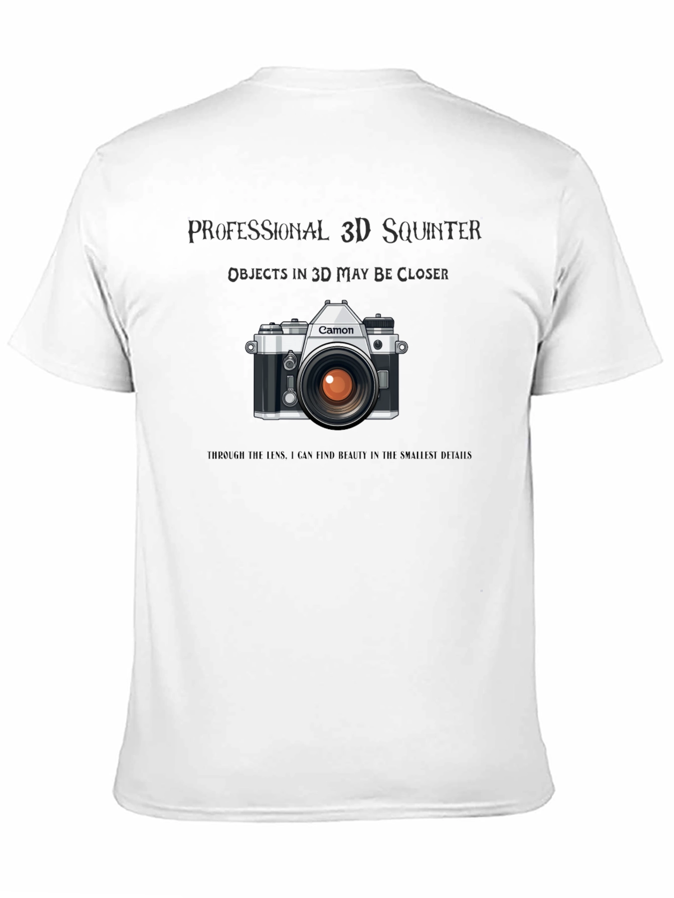 Black Professional 3D Squinter Camera T-Shirt view 11